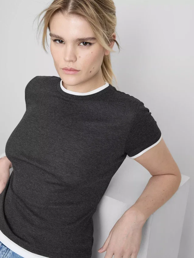 Double layered crew neck tee