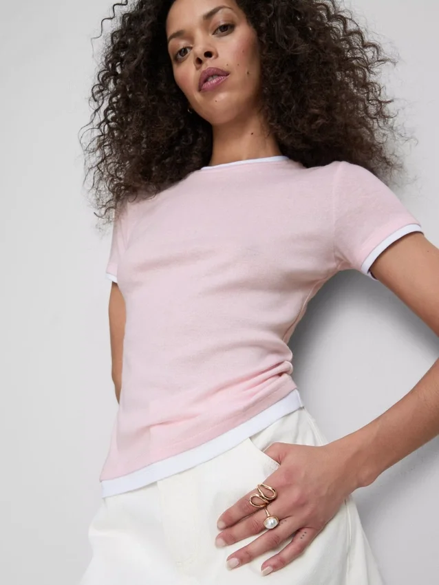 Double layered crew neck tee