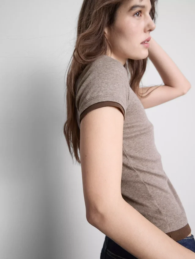Double layered crew neck tee