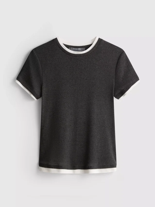 Double layered crew neck tee