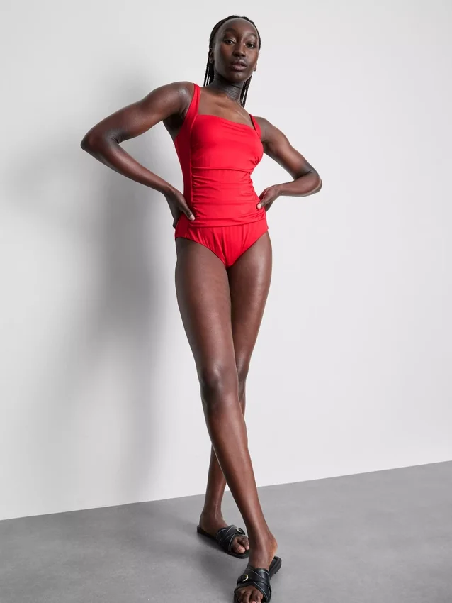 Draped detail molded control swimsuit