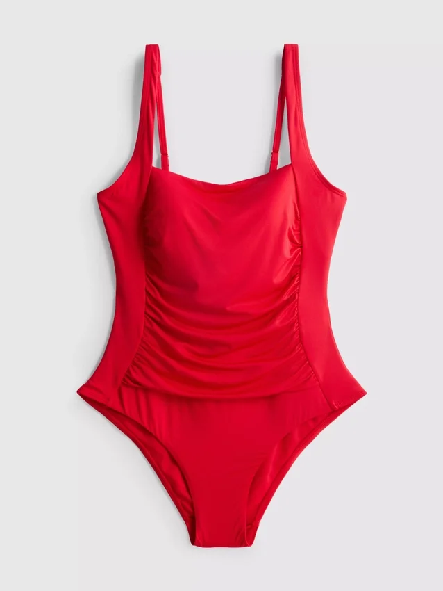 Draped detail molded control swimsuit