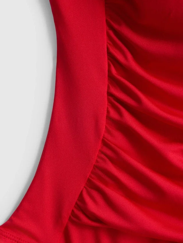 Draped detail molded control swimsuit