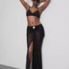 Draped mesh midi skirt