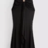Draped mesh midi skirt