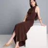 Draped one-shoulder jersey top