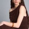Draped one-shoulder jersey top