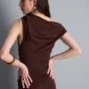 Draped one-shoulder jersey top