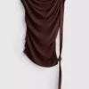 Draped one-shoulder jersey top