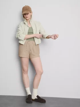 Drawstring crinkle shorts