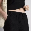 Drawstring crinkle shorts