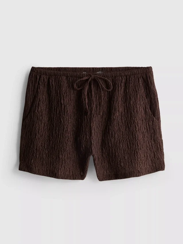 Drawstring crinkle shorts