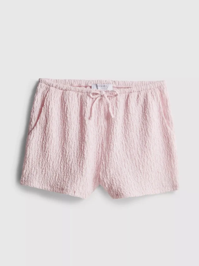 Drawstring crinkle shorts