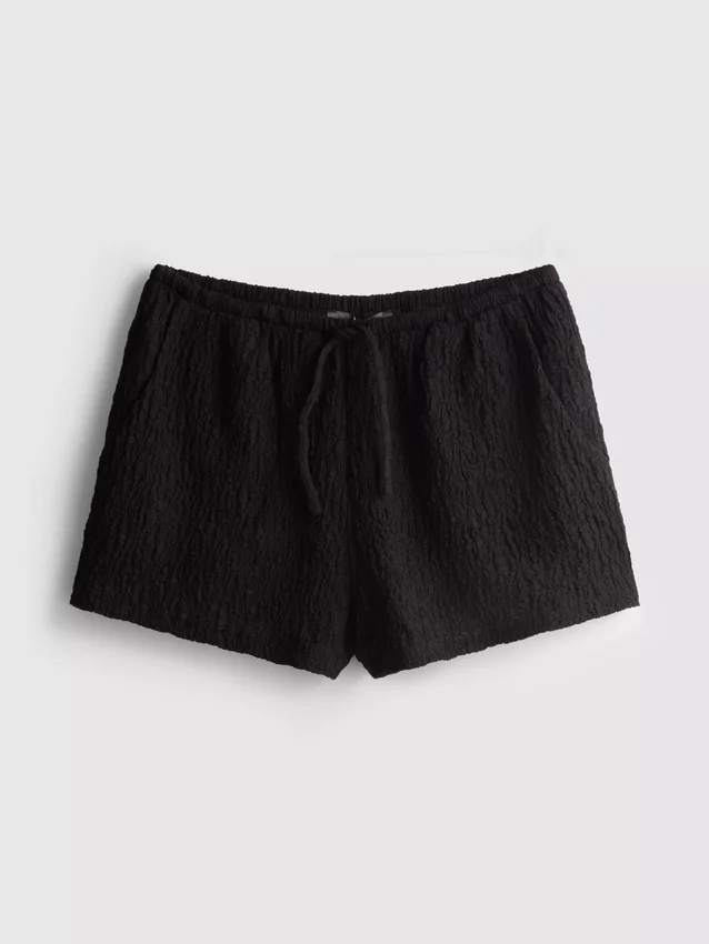 Drawstring crinkle shorts