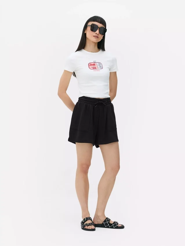 Drawstring jersey shorts