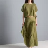 Dropped-waist midi skirt
