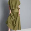 Dropped-waist midi skirt