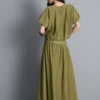Dropped-waist midi skirt