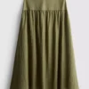 Dropped-waist midi skirt