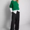 Elastic waist wide-leg pants