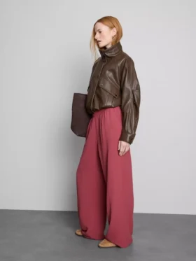Elastic waist wide-leg pants