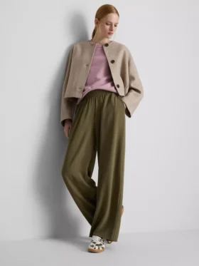 Elastic waist wide-leg pants