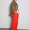 Elastic waist wide-leg pants