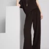 Elastic waist wide-leg pants
