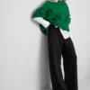 Elastic waist wide-leg pants