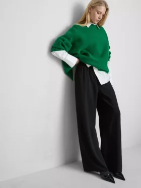 Elastic waist wide-leg pants