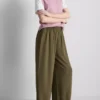 Elastic waist wide-leg pants