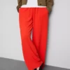 Elastic waist wide-leg pants