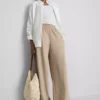 Elastic waist wide-leg pants