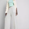 Elastic waist wide-leg pants