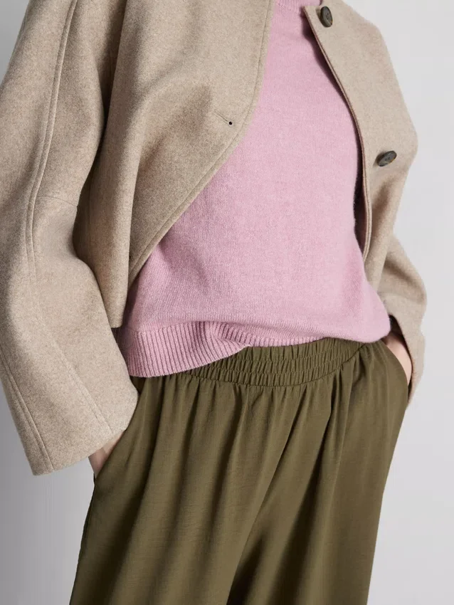 Elastic waist wide-leg pants