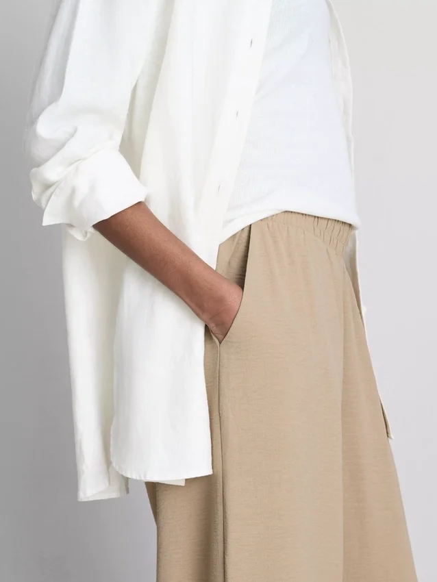 Elastic waist wide-leg pants