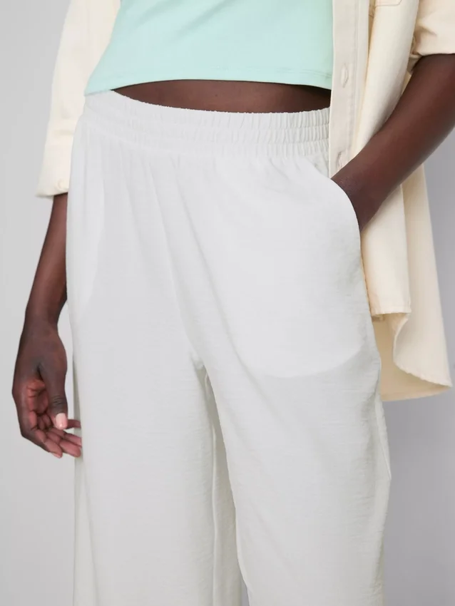 Elastic waist wide-leg pants