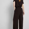 Elastic waist wide-leg pants