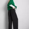 Elastic waist wide-leg pants