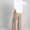 Elastic waist wide-leg pants