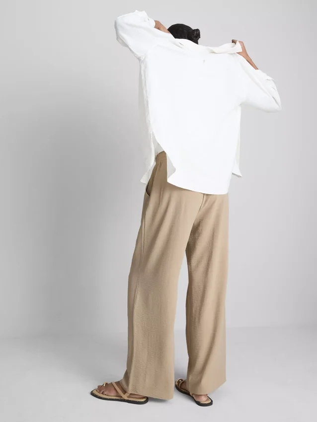 Elastic waist wide-leg pants