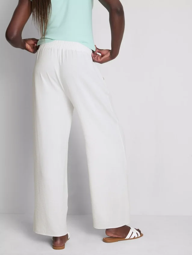 Elastic waist wide-leg pants