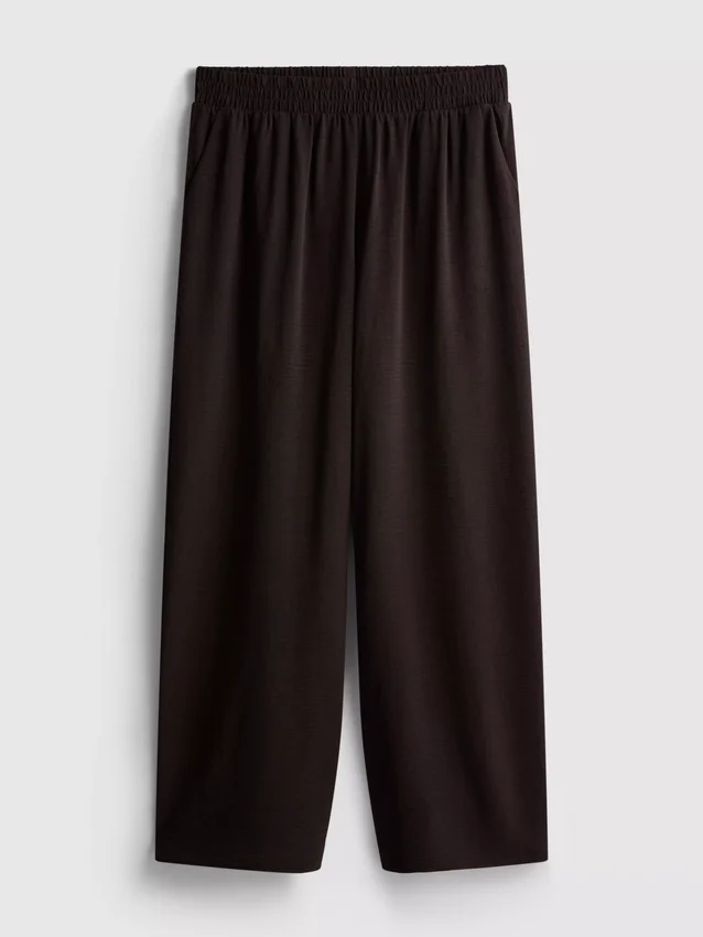 Elastic waist wide-leg pants