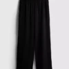Elastic waist wide-leg pants