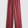 Elastic waist wide-leg pants