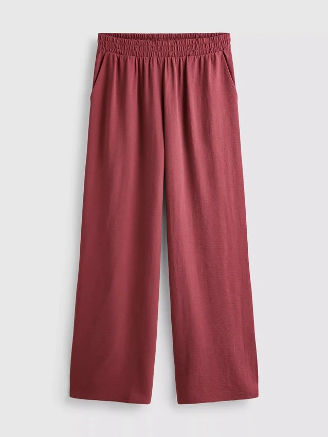 Elastic waist wide-leg pants