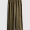 Elastic waist wide-leg pants