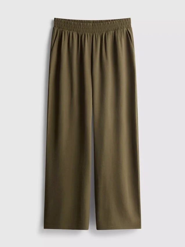 Elastic waist wide-leg pants