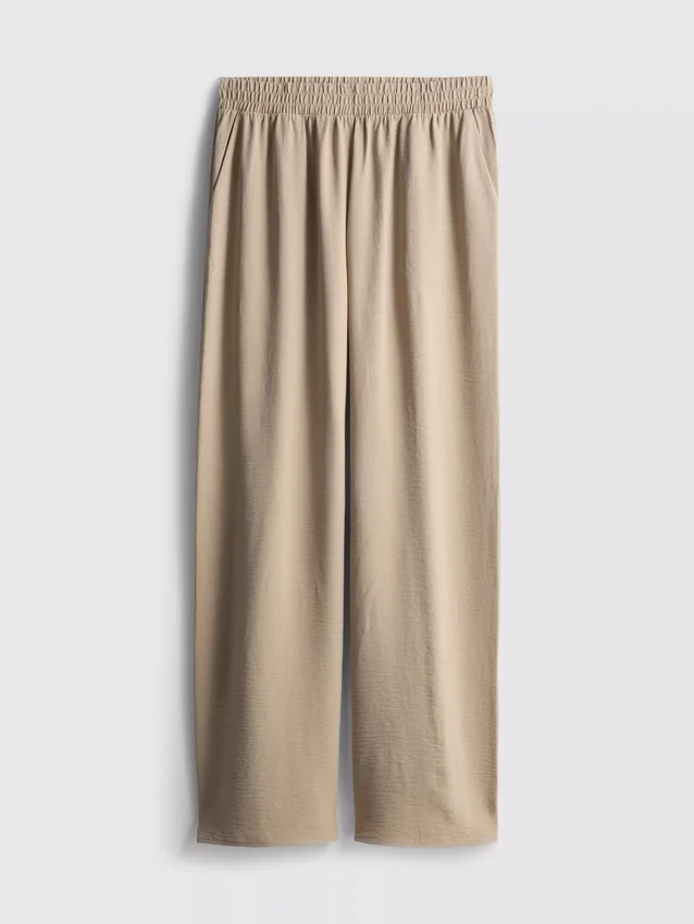 Elastic waist wide-leg pants
