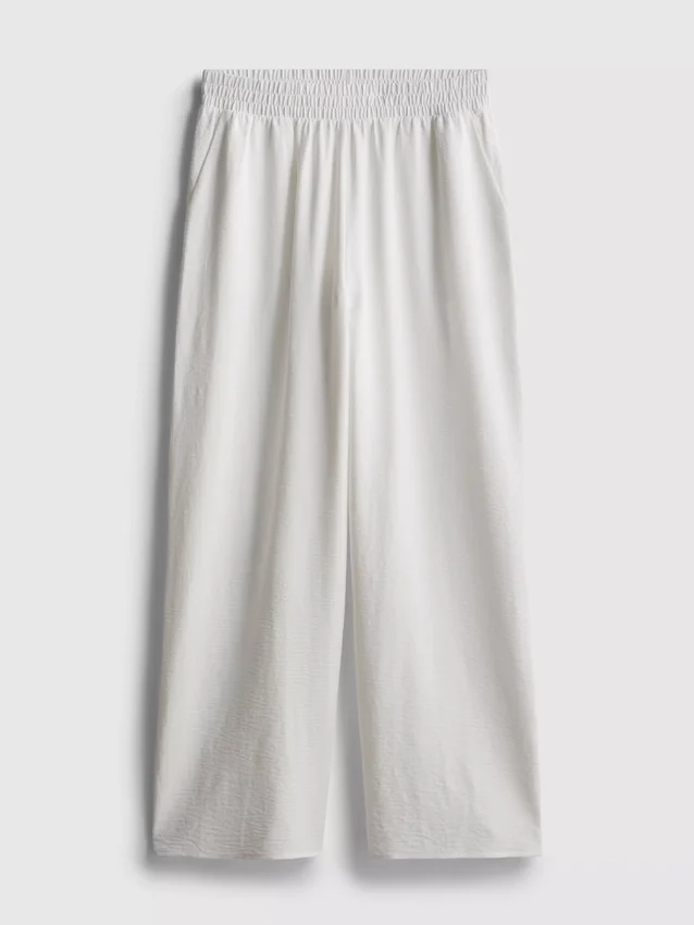Elastic waist wide-leg pants